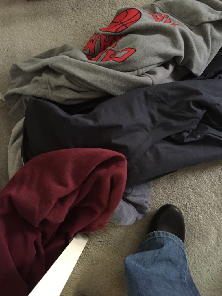 Sweatshirts multiple on the floor
